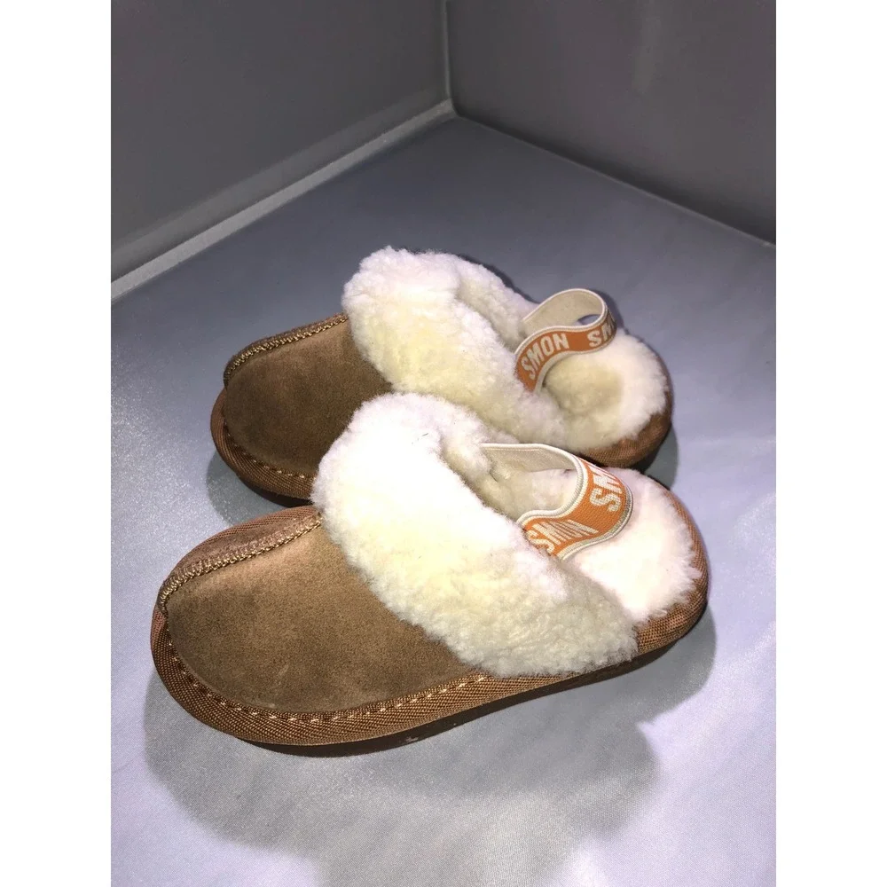 Soumonkids Toddler Suede Faux Fur Slippers Chestnut Brown EU 24 S0723965